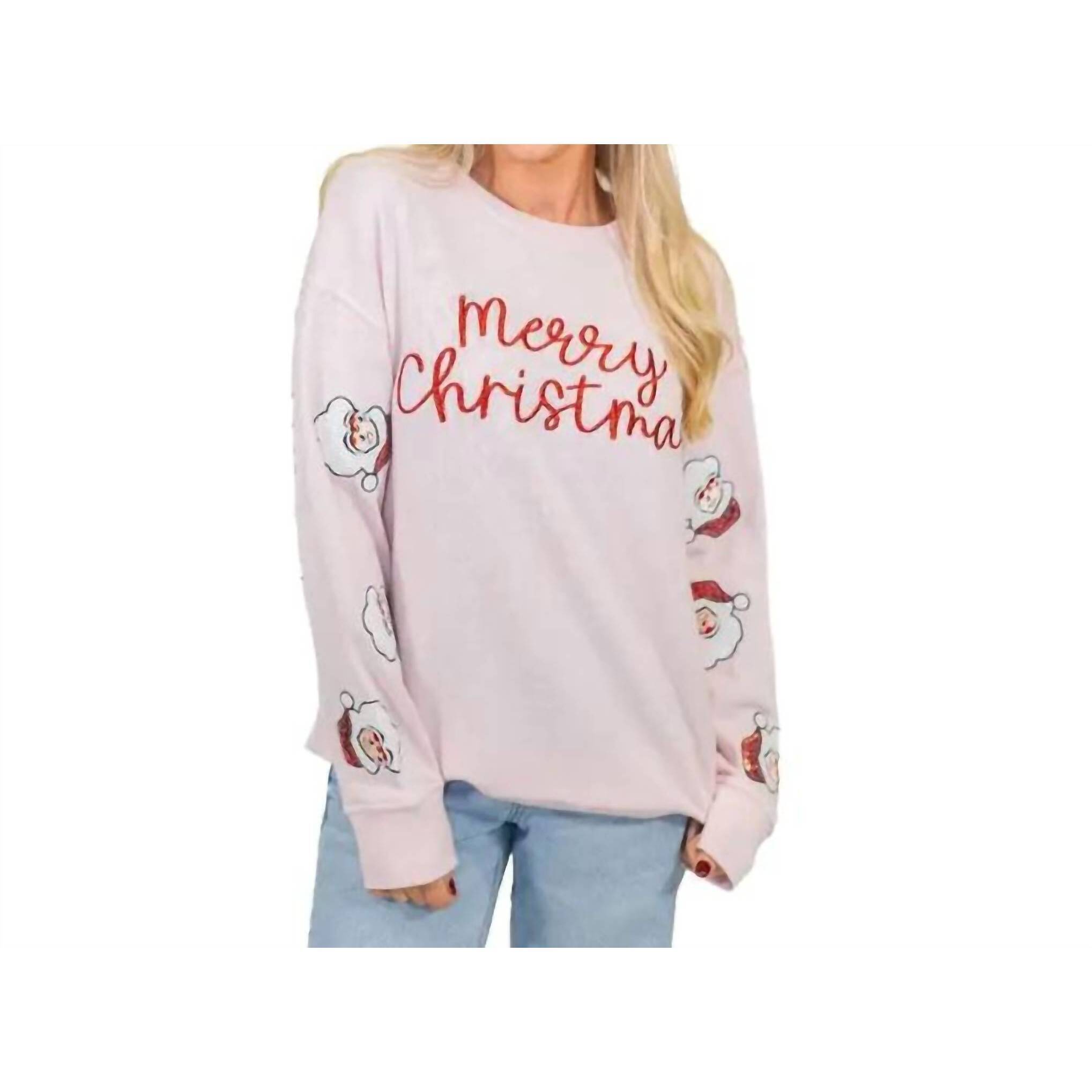 New Jane Marie Merry Christmas Sweatshirt In Pink